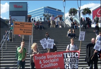 TUSC campaigning at the Olympic Park during the London Assembly elections 2012, photo London Socialist Party