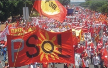 Left Party PSOL on demo in Brazil