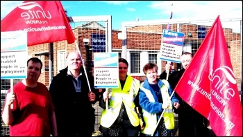 Portsmouth Remploy pickets, 19.7.12, photo Southampton SP