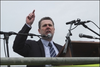 Mark Serwotka, PCS general secretary, speaking at the Durham Miners Gala 2012, photo Paul Mattsson