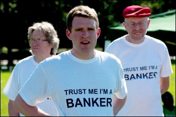 Trust me, I'm a banker - Youth Fight for Jobs Austerity Games, July 2012, photo Paul Mattsson