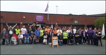Leeds second day of Remploy strike, 26.7.12, photo Iain Dalton