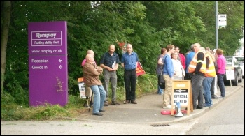 Remploy strike, Chesterfield, 26.7.12, photo by Dave Gorton