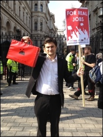 Youth Fight for Jobs protest outside Downing Street on budget day 2012, photo Suzanne Beishon