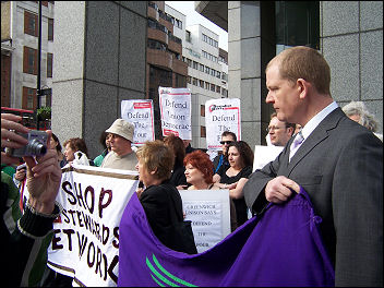 Lobby of Unison disciplinary hearings against four Socialist Party members, photo Alison Hill