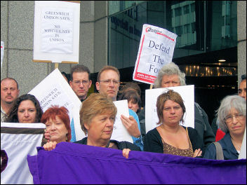 Lobby of Unison disciplinary hearings against four Socialist Party members, photo Alison Hill