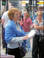 Suzanne Muna speaks to the lobby of Unison disciplinary hearings against four Socialist Party members, photo Alison Hill