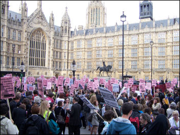 1,000 people joined a lively Abortion Rights Campaign protest opposite Parliament , photo Leah Jones and Anna Engelhardt