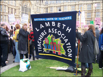There were a number of trade union banners present, photo Leah Jones and Anna Engelhardt