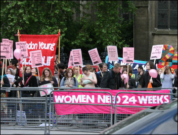 1,000 people joined a lively Abortion Rights Campaign protest opposite Parliament , photo Leah Jones and Anna Engelhardt