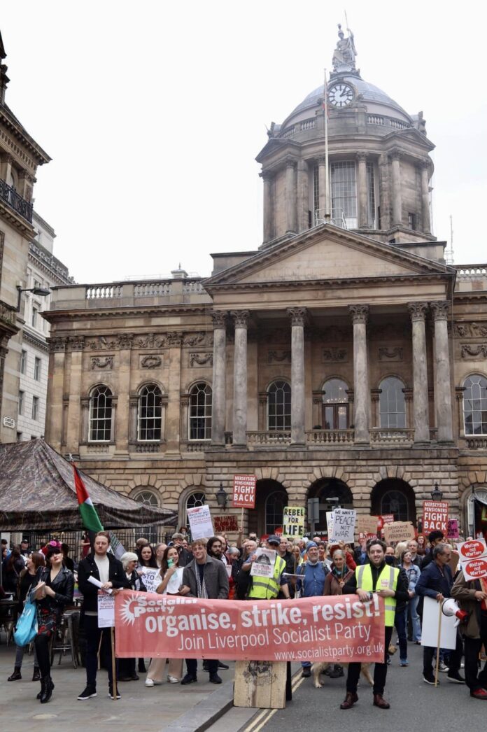 Protesting at Liverpool arms fair. Photo: Liverpool SP (uploaded 20/10/2021)