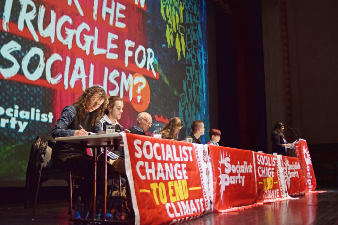 Socialism 2021 rally platform - credit Mary Finch