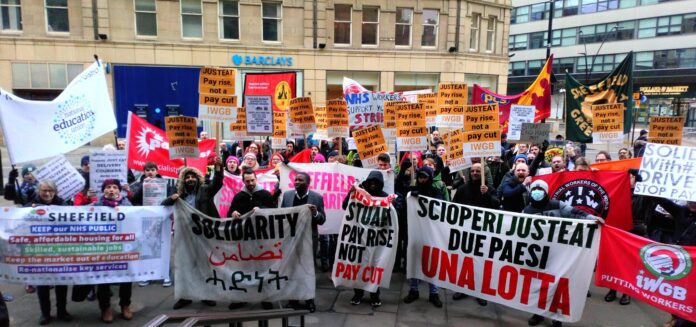 Sheffield Just Eat strikers step up action and hold mass rally, credit: Alistair Tice (uploaded 26/01/2022)