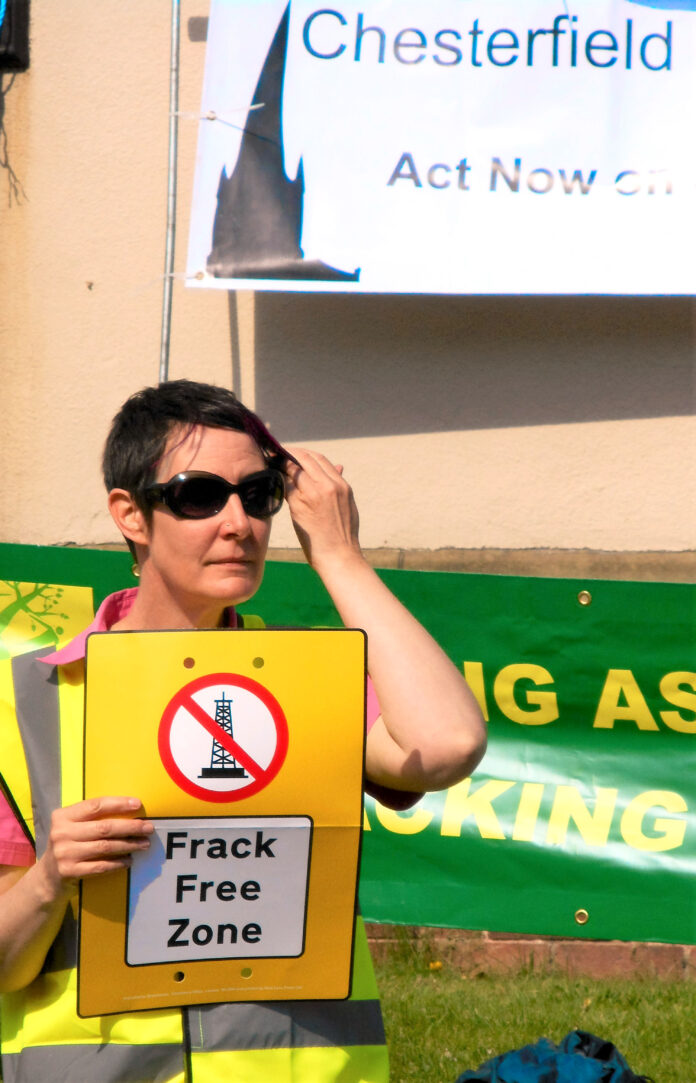 Anti-fracking protest in Derbyshire. Photo: Elaine Evans