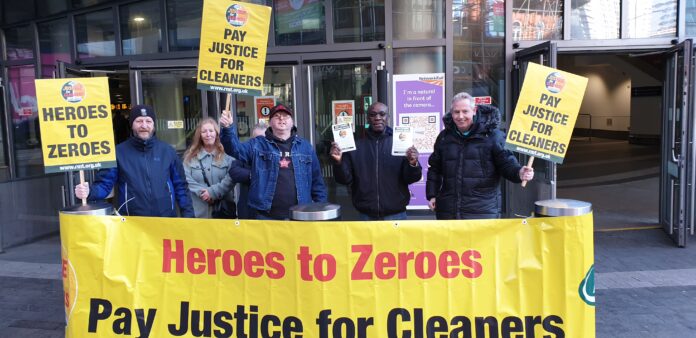 Demanding pay justice for train cleaners, photo Ted Woodley