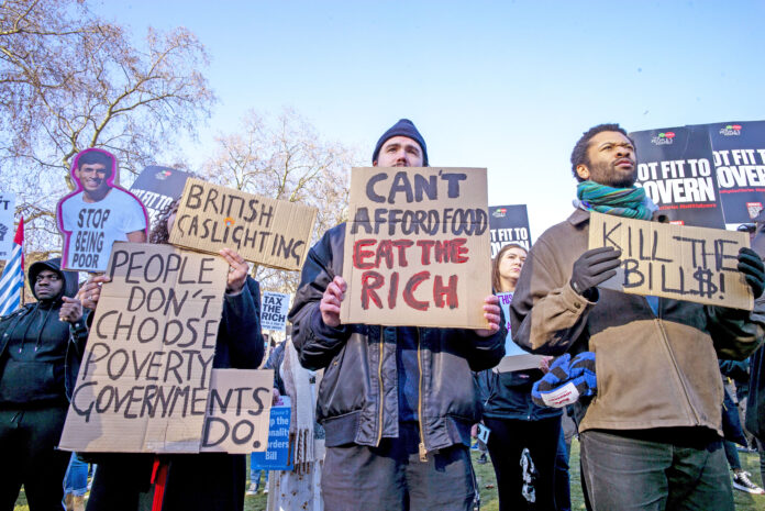 Protest against the cost of living in February. Photo: Paul Mattsson