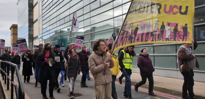 UCU strike demo in Leicester, February 2022, photo Steve Score