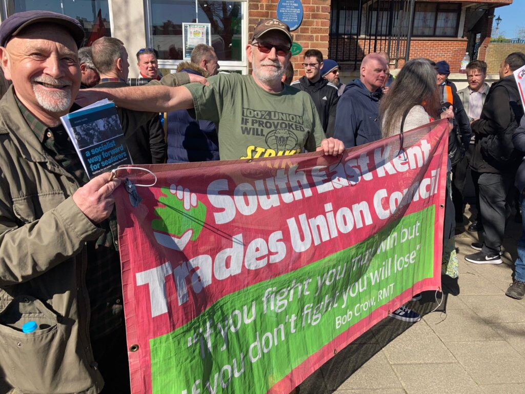 Save P&O jobs! Protesting in Dover, Friday 18th March 2022, photo Nick Chaffey