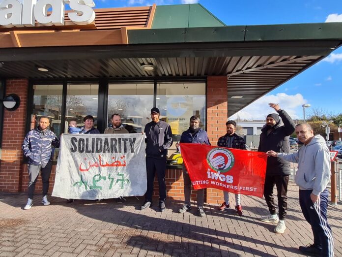 JustEat Protest at McDonalds. Photo: Leeds Socialist Party