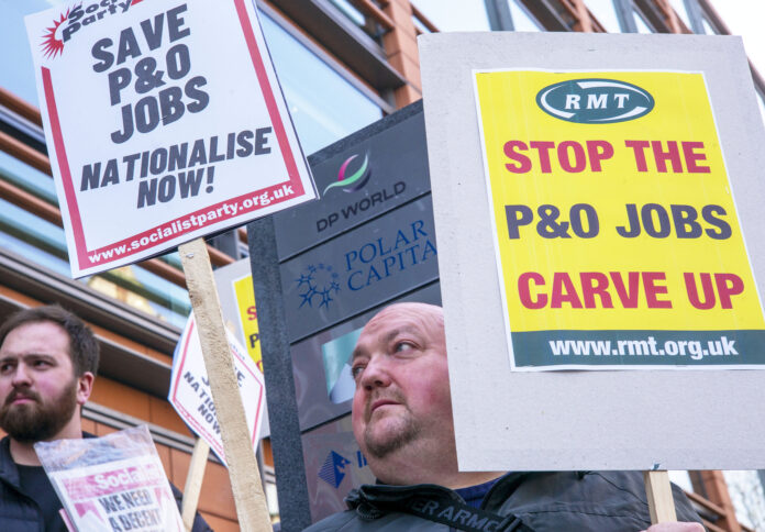 RMT protest to save P&O jobs. Photo: Paul Mattsson