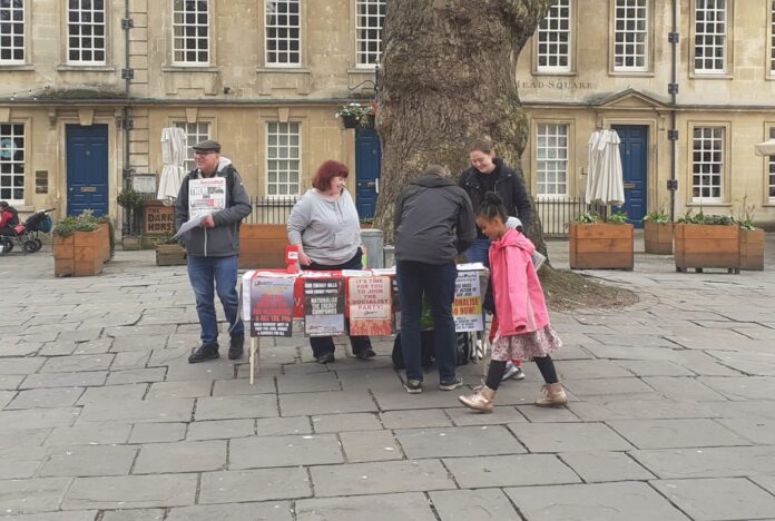 Socialist Party stall in Bath on 10 April