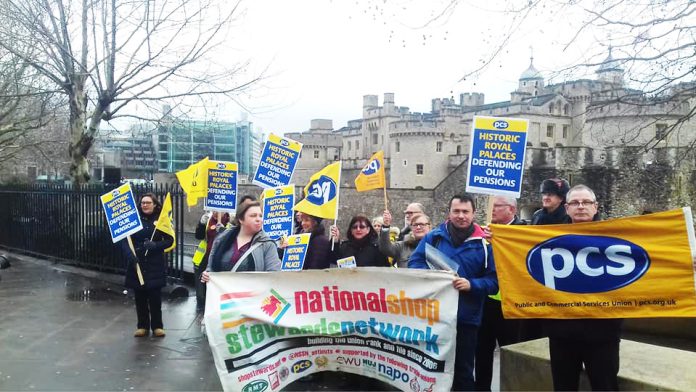 PCS members on strike in 2019, supported by the NSSN. Photo: Paula Mitchell