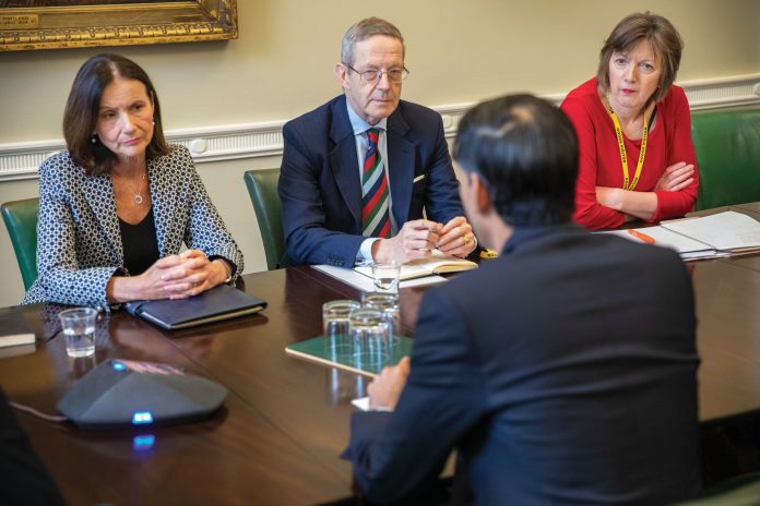 Current TUC general secretary Frances O’Grady meets Tory chancellor Rish Sunak and head of the CBI. We need fighting trade union leaders HM TREASURY/CC