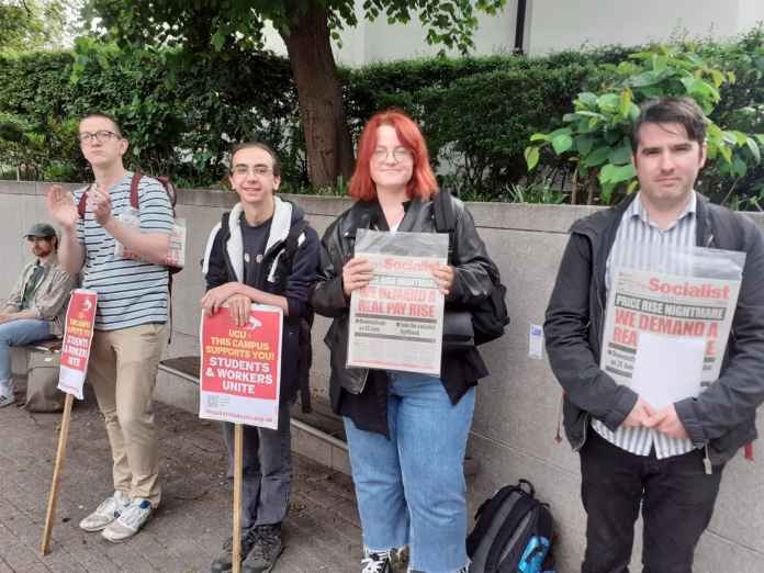 Leeds Uni Socialist Students at the protest in support of student occupation and workers action - photo Leeds Socialist Party