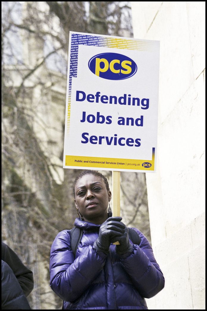 PCS member defending jobs and services. Photo: Paul Mattsson