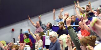 SP Congress 2022 takes a vote, credit Mary Finch
