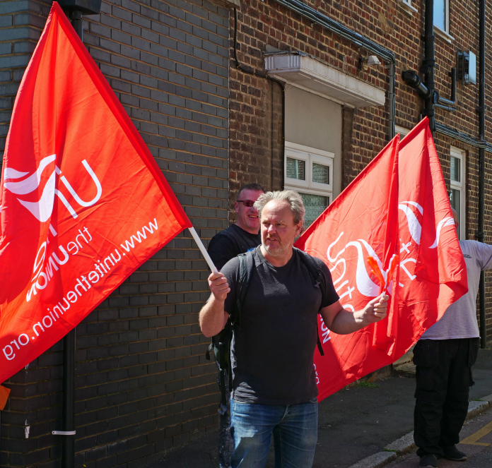 Protesting in support of Sanctuary Housing worker Chris, a victimised union member - photo Unite housing