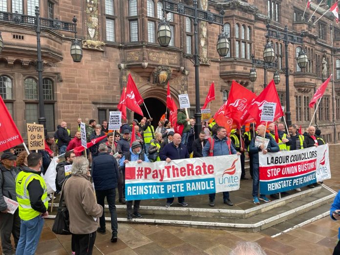 Coventry bin workers lobby the council 3 May, photo Len Shail