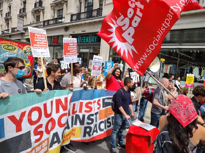 Young Socialists marching against Tory policies