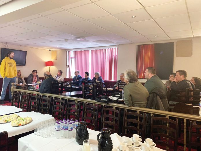 Max McGee addressing the Socialist Party fringe meeting