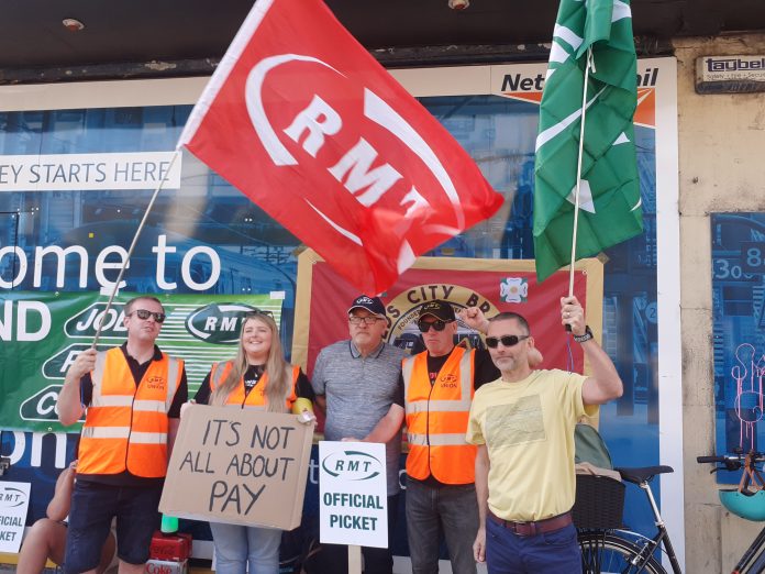 Leeds station picket line, RMT strike 21.6.21 Leeds station picket line, RMT strike 21.6.21