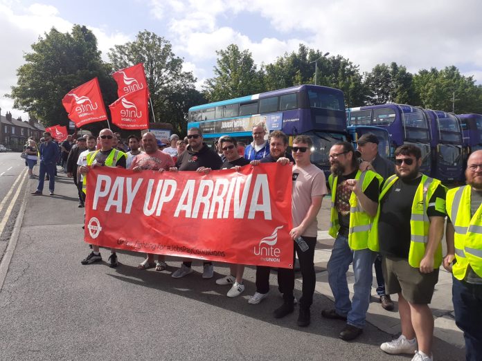 Wakefield Arriva workers striking earlier in 2022. Photo: Iain Dalton