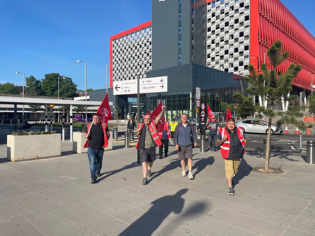 Bin strikers march to the picket in Coventry photo Lenny Shail