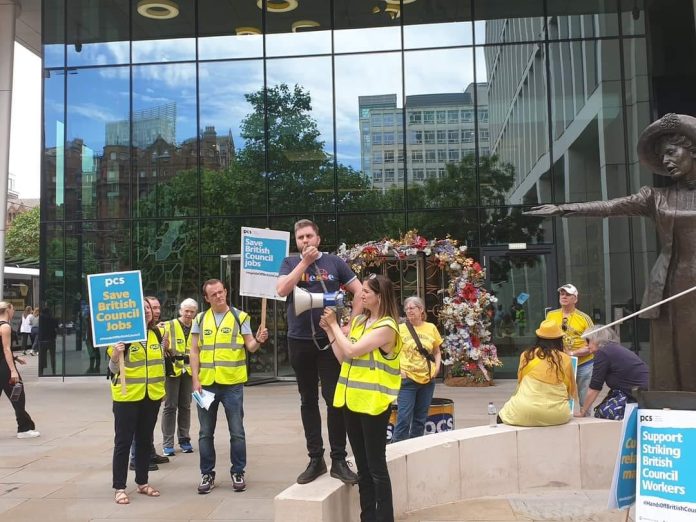 British Council workers on strike. Photo: Craig Worswick