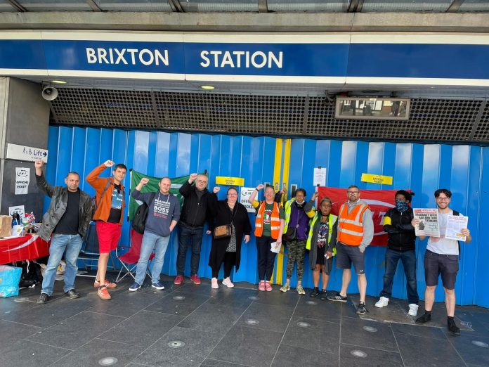Brixton tube station, London, RMT strike 21.6.22