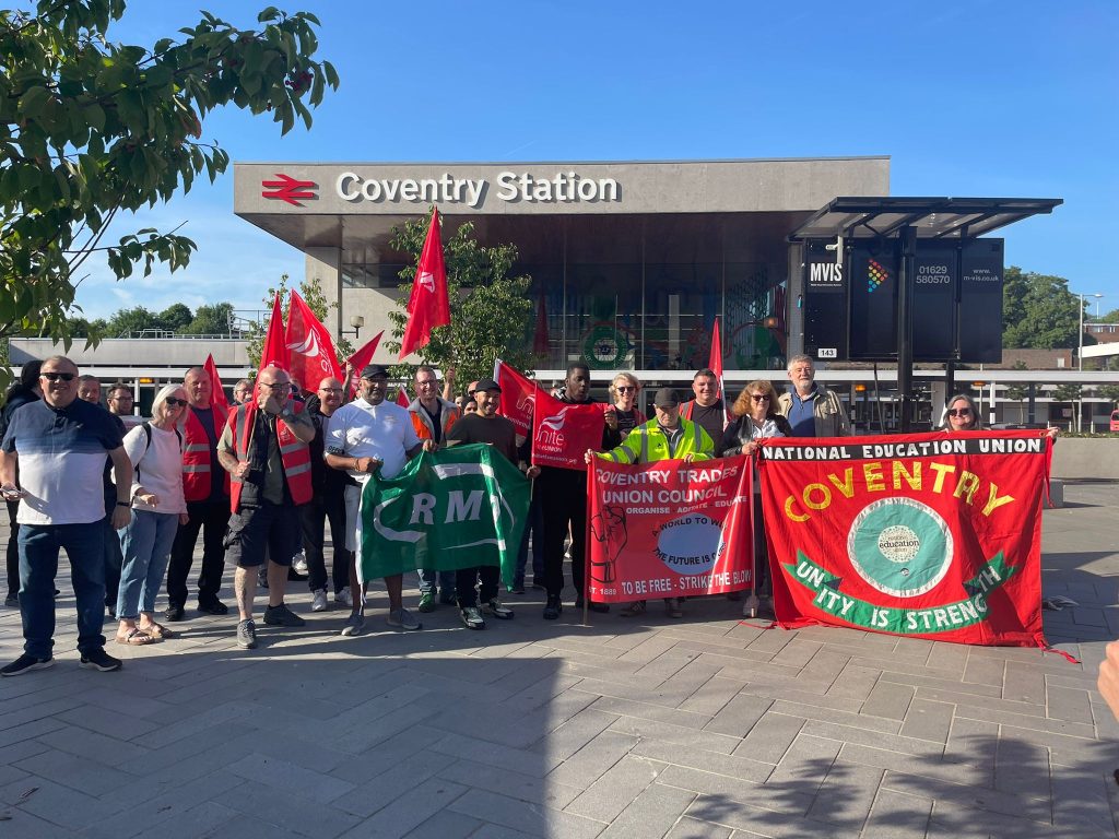 Coventry: Striking bin workers joined the RMT strikers
