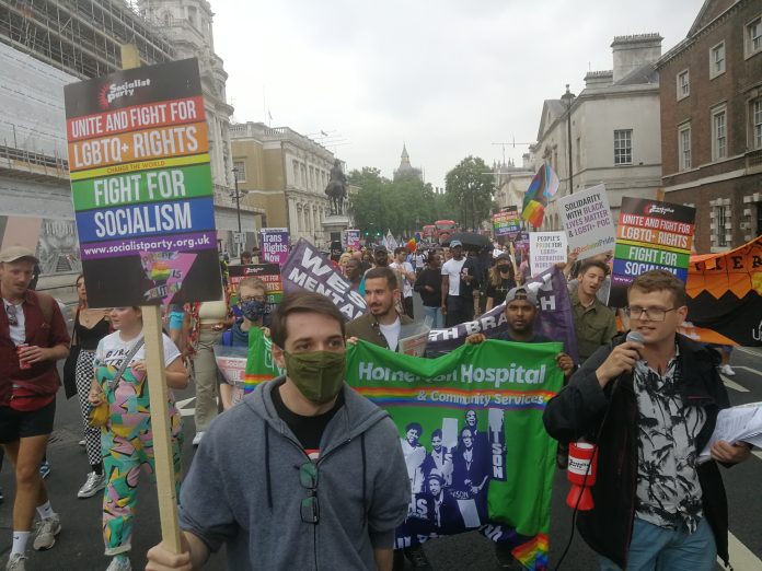 Socialist Party marching at Reclaim Pride - photo Josh Asker
