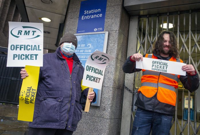 RMT Tube workers strike. Photo Paul Mattsson