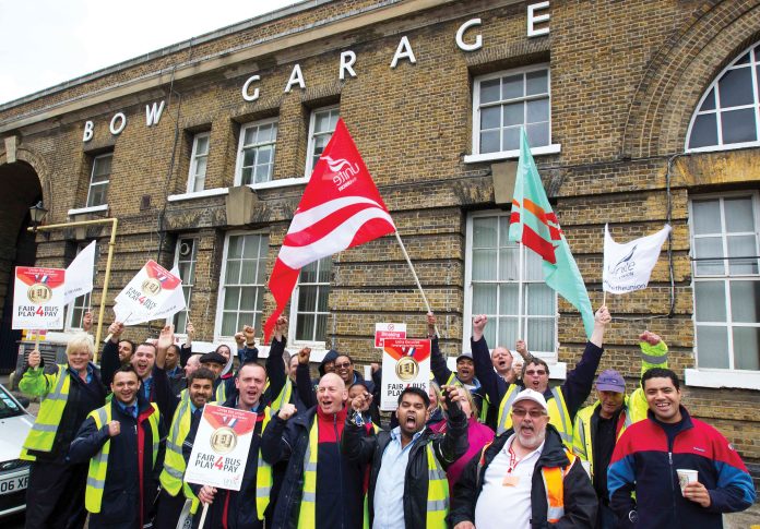 Bow garage bus strike June 2012, Photo: Socialist Party
