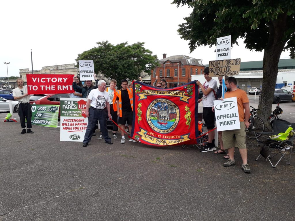 RMT strike, Exeter, photo by Duncan Moore