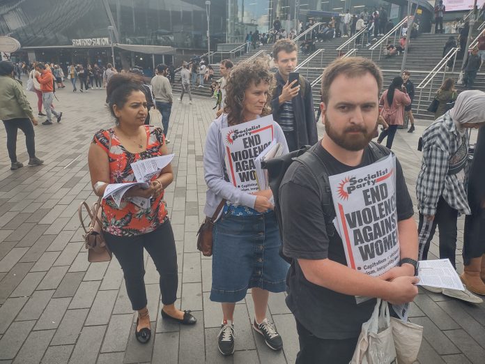 Socialist Party members on the vigil. Photo: James Ivens