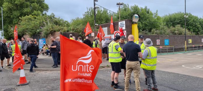 Arriva North West strike. Photo: Unite North West Arriva North West strike. Photo: Unite North West