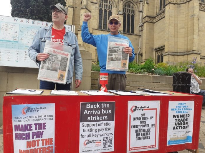 Wakefield Socialist Party supporting the Arriva bus strike. Photo: Wakefield and District SP