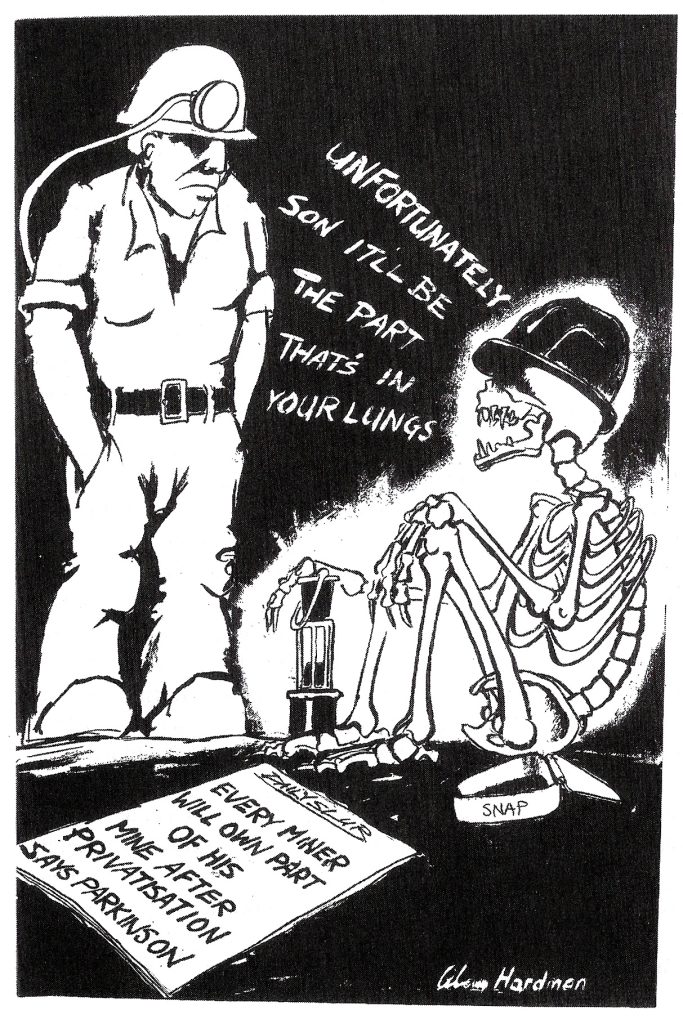 Miners strike - Privatisation - Alan Hardman cartoon