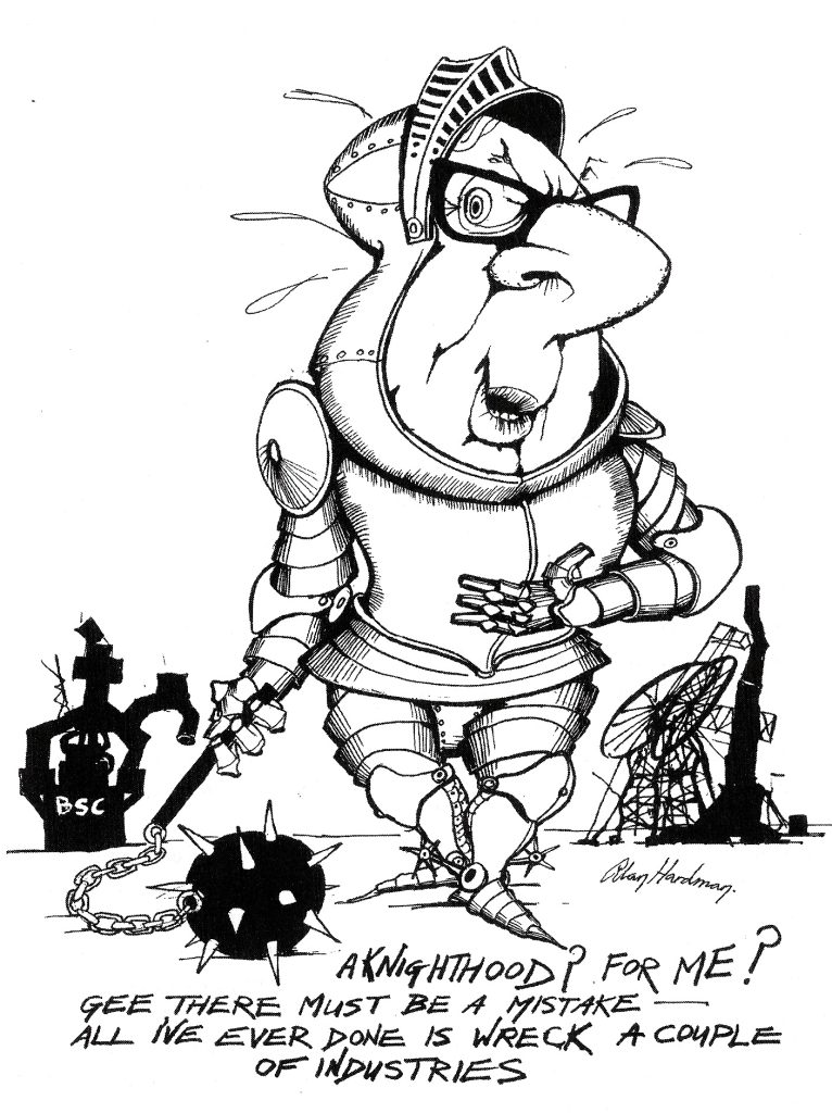 Miners strike - Wrecker gets knighthood - Alan Hardman cartoon