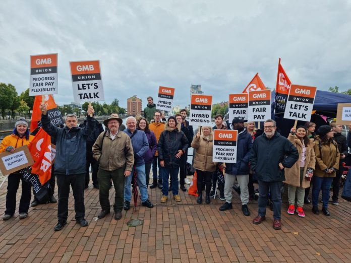 Picket line at Usdaw head office. Photo: GMBX39 branch Picket line at Usdaw head office. Photo: GMBX39 branch